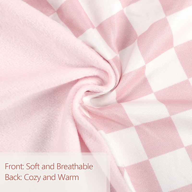 DAYEEBALL Nursing Pillow Cover 1 Pack, Double-Sided Removable Nursing Cover for Baby Girls Boys Newborn, Stretchy and Soft Reversible Slipcover for Breastfeeding Pillow, Pink Checkerboard (Only Cover) - Image 4